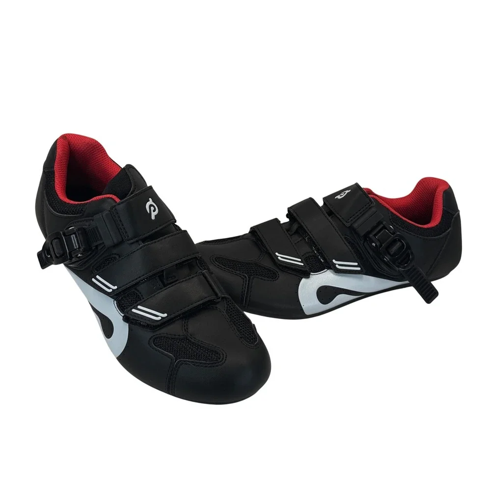 Peloton Cycling Shoes Black Red White Synthetic Indoor Spin Bike Sz 40 Men 7 7.5